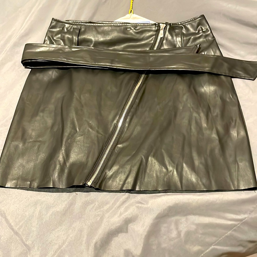 Rachel Roy Leather mini skirt with adjustable belt.